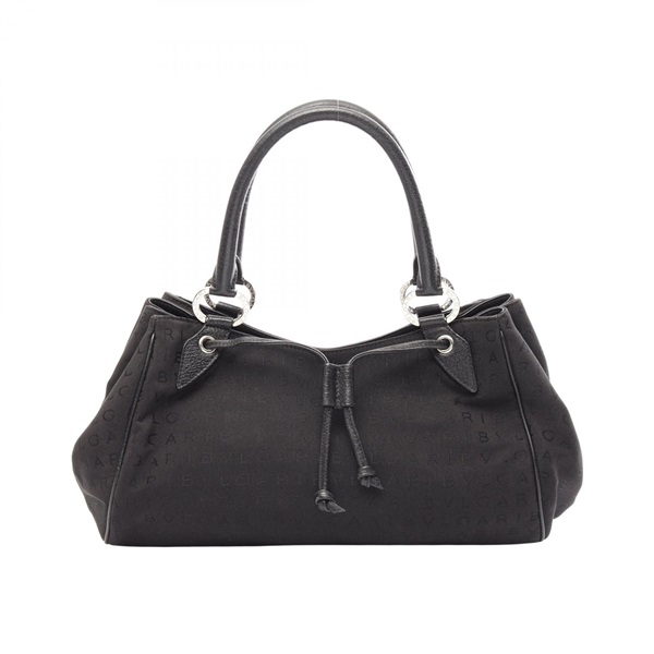 BVLGARI Logo mania Handbag canvas leather Black Used Women