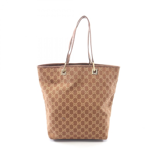 GUCCI GG Pattern Bucket Tote Handbag 002 1098 canvas leather Brown Used Women