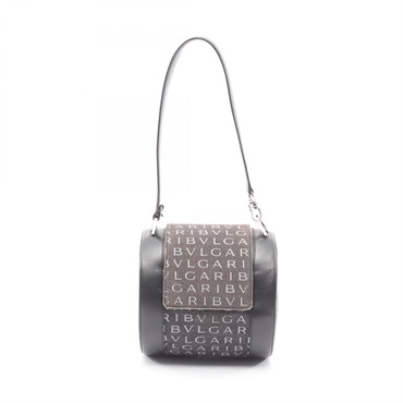 BVLGARI B-ZERO1 Logo Mania shoulder Handbag canvas leather Gray Black Used Women