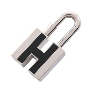 HERMES Cadena charm H motif metal Silver Black Used Women SHW
