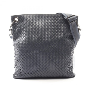 BOTTEGA VENETA Intrecciato Shoulder Crossbody Bag leather Navy Used mens