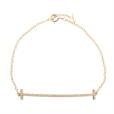 TIFFANY & CO T Smile Diamond Bracelet Medium 18KRG Rose Gold Clear Used Women