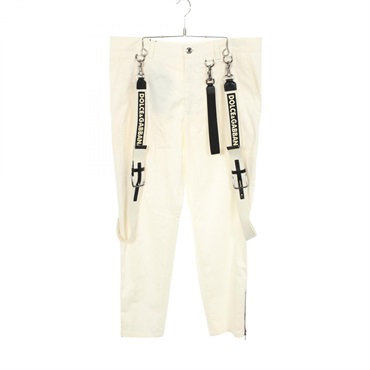 DOLCE & GABBANA Side line Pants cotton White Bordeaux Beige #48 Used mens