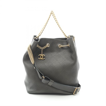 CHANEL Matelasse chain crossbody Shoulder drawstring Bag A91272 leather Green