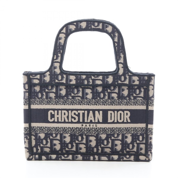 Christian Dior BOOK TOTE Mini Embroidery hand Bag S5475ZRIW jacquard Navy Beige