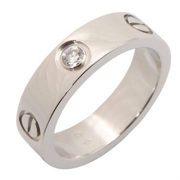 CARTIER Love Ring 1PD Diamond Pt950 Platinum Clear Used Women US size #7 #55
