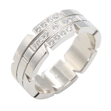 CARTIER Tank Francaise Diamond Ring 18KWG White Gold Used Women US size #5.5 #51