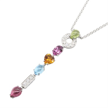 BVLGARI Allegra Necklace 18KWG White Gold Colored stones Multicolor Used women