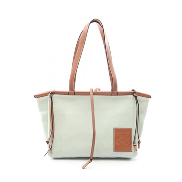 LOEWE Cushion Tote Small Shoulder Bag 330.02AA93 canvas leather Green Brown Used