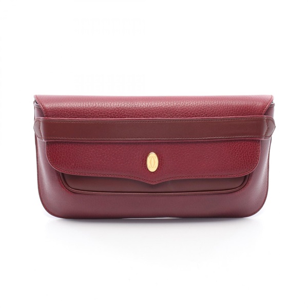 CARTIER Must Line Business clutch bag leather Bordeaux Used Women GHW