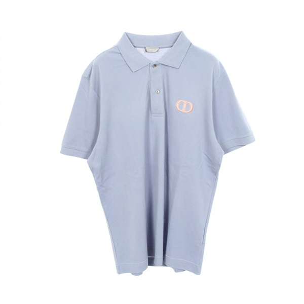 Christian Dior CD logo Embroidery Polo Shirt Short sleeve cotton Blue Used #XXL