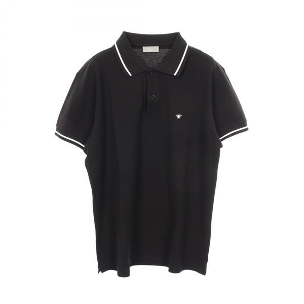 DIOR HOMME BEE embroidery Polo Shirt Tops cotton Black Used mens size L