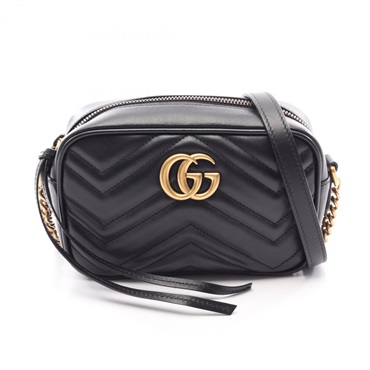 GUCCI GG Marmont Quilting Mini Chain Shoulder Crossbody Bag 448065 leather Used