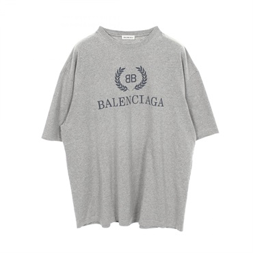 BALENCIAGA BB logo print Short sleeve T-shirt 541692 cotton Gray Used mens #S