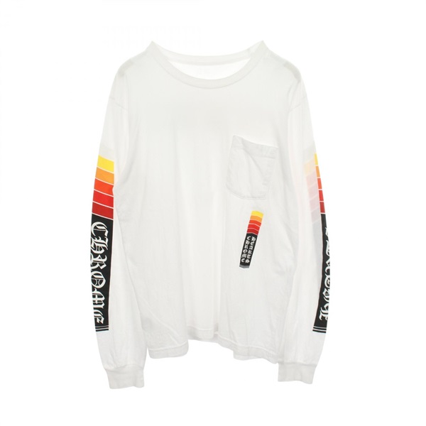 CHROME HEARTS Arm logo Long-sleeved T-shirt Top cotton White Black Used size L