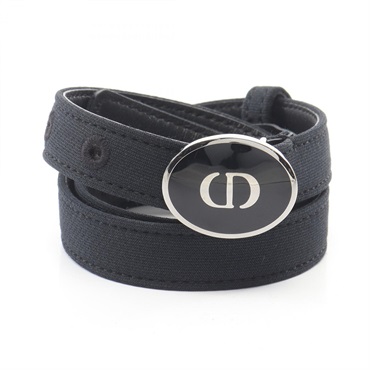 Christia Dior CD logo Belt Ceinture leather Black Used Women CD