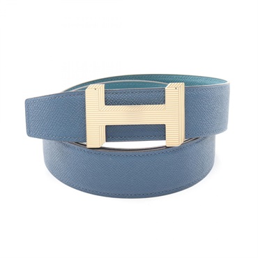 HERMES Constance H reversible Belt Epsom leather Blue Green Used mens GHW D
