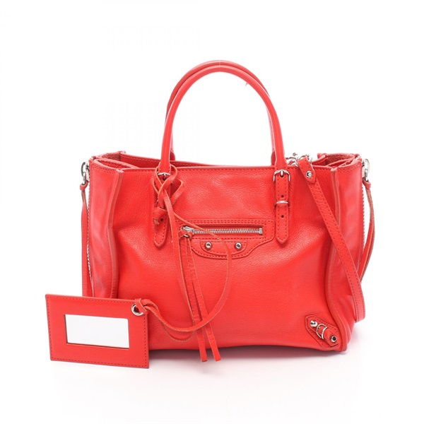 BALENCIAGA Mini Paper Shoulder Crossbody Handbag 357333 leather Red Used Women