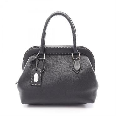 FENDI Selleria Doctor's Handbag leather Black Used Women