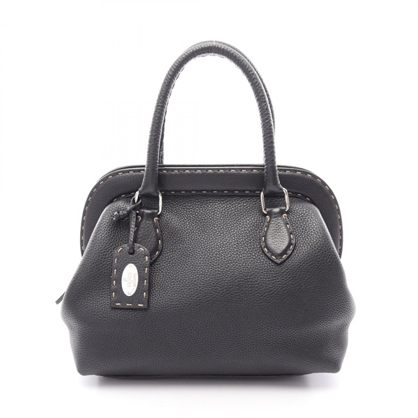 FENDI Selleria Doctor's Handbag leather Black Used Women