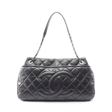 CHANEL Matelasse  Chain shoulder Tote Bag Grained Calfskin Black Used Women SHW