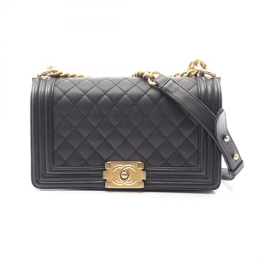 CHANEL Boy chanel Shoulder Bag A67086 Grained Calfskin leather Black Used GHW
