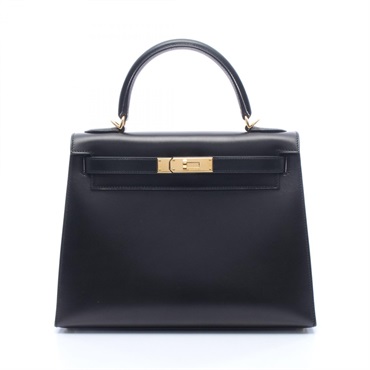 HERMES Kelly 28 Outside Stitched shoulder Handbag K Box calf leather BK Used GHW
