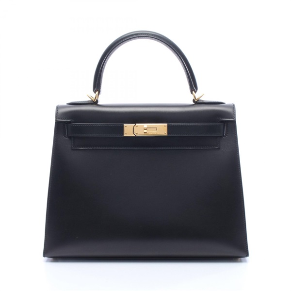 HERMES Kelly 28 Outside Stitched shoulder Handbag K Box calf leather BK Used GHW