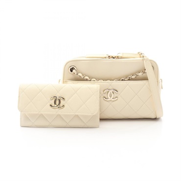 CHANEL Matelasse camera Shoulder Bag AS1367 Leather Beige Used GHW CC women
