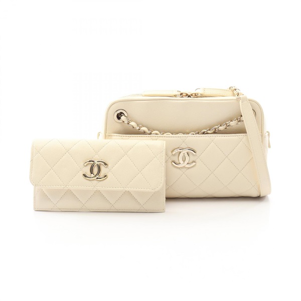 CHANEL Matelasse camera Shoulder Bag AS1367 Leather Beige Used GHW CC women