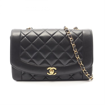 CHANEL Matelasse Diana Flap Chain Shoulder Bag A01165 Lamb leather Black Used CC