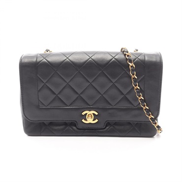 CHANEL Matelasse single flap Chain Shoulder Bag Lamb leather Black Used GHW CC