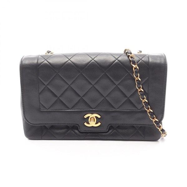 CHANEL Matelasse single flap Chain Shoulder Bag Lamb leather Black Used GHW CC
