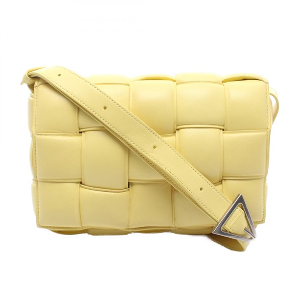 BOTTEGA VENETA Padded cassette Shoulder Bag leather Yellow Used Women