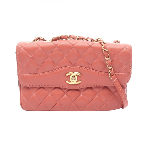 CHANEL Matelasse Shoulder Bag Lamb sheep leather Pink Bordeaux Used Women GHW CC