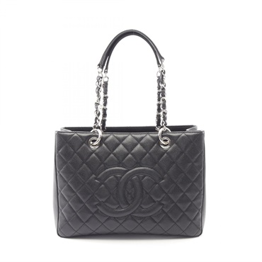 CHANEL Matelasse Grand Shopping GST Shoulder Tote Bag A50995 leather Black Used