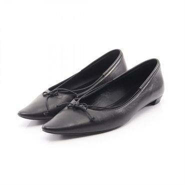 THE ROW Pointed toe Ribbon Pumps Flat shoes #37 leather Black Used Women