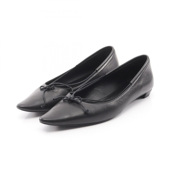 THE ROW Pointed toe Ribbon Pumps Flat shoes #37 leather Black Used Women