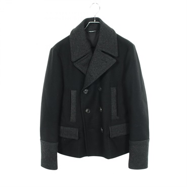 DOLCE & GABBANA Down Pannel Pea coat Nylon wool Black Gray Used mens size 48