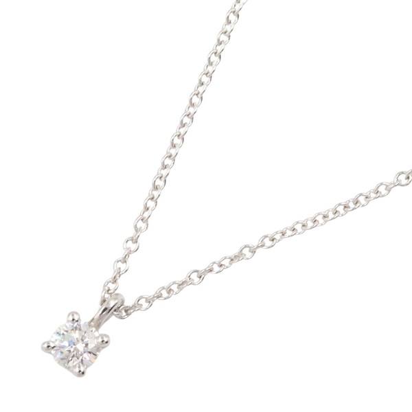 TIFFANY＆CO Solitaire Diamond Necklace Pendant Pt950 Platinum Clear Used Women