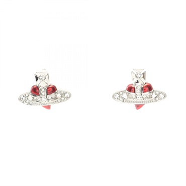 Vivienne Westwood NEW DIAMANTE HEART Pierced earrings Stainless Steel Rhinestone