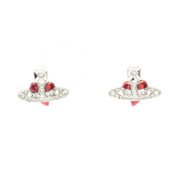 Vivienne Westwood NEW DIAMANTE HEART Pierced earrings Stainless Steel Rhinestone