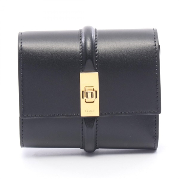 CELINE Small 16 Tri-fold wallet 10F523CQ738NO leather Black NEW