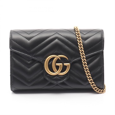GUCCI GG Marmont chain crossbody Shoulder Bag 474575DTD1T1000 leather Black NEW