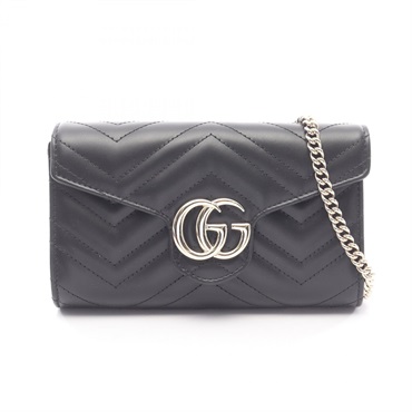 GUCCI GG Marmont Chain Crossbody Shoulder Bag 837745AAET81000 leather Black NEW