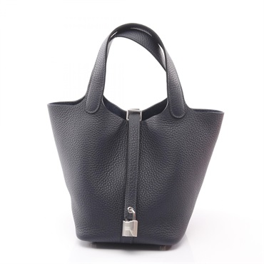 HERMES Picotin Lock PM tote Handbag K Taurillon Clemence Blue nuit SHW Women