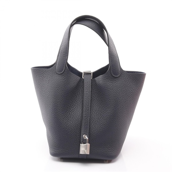 HERMES Picotin Lock PM tote Handbag K Taurillon Clemence Blue nuit SHW Women