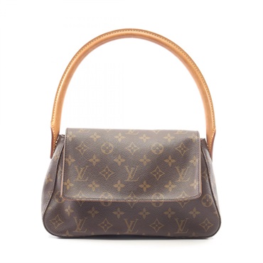 LOUIS VUITTON Mini looping Handbag M51147 Monogram leather Brown Used Women