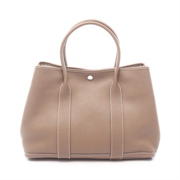 HERMES Garden party PM Tote hand Bag D Negonda leather Etoupe Grey Used SHW