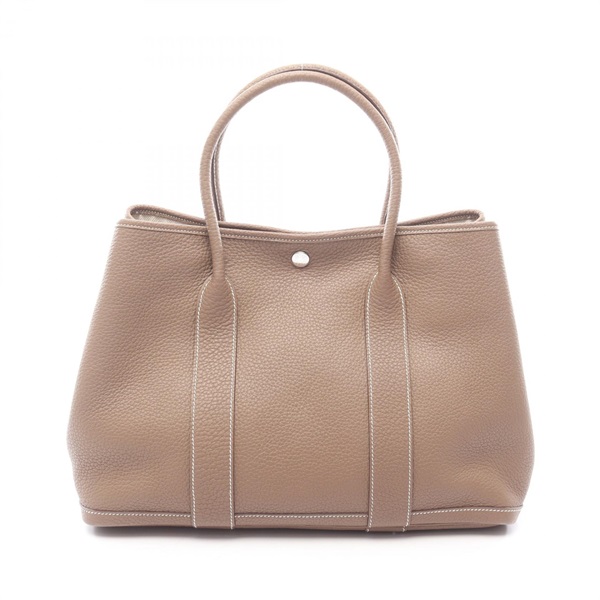 HERMES Garden party PM Tote hand Bag D Negonda leather Etoupe Grey Used SHW
